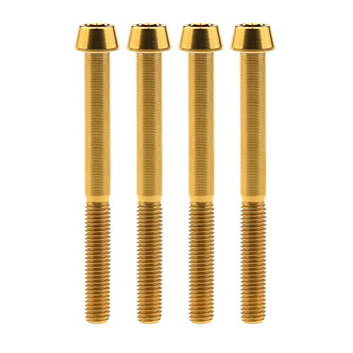 Image of Titanium Ti Bolt M5x9 16 18 20 25 30 35 40 45 50 55 60mm Tapered Head Screws Pack of 4 (M5x55mm, Gold)