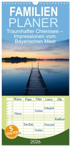 Familienplaner 2026 - Traumhafter Chiemsee – Impressionen vom Bayerischen Meer mit 5 Spalten  Wandkalender 21 cm x 45 cm  CALVENDO  Monat für .. einzigartigen Urlaubsregion  CALVENDO Orte