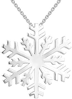 JO WISDOM Large Snowflake Necklace,925 Sterling Silver Frozen Snowflakes Pendant Necklace,Christmas Jewellery for Women