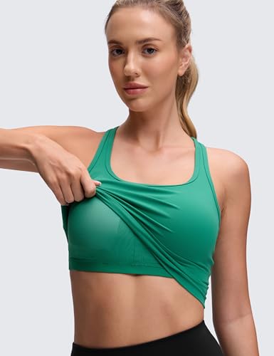 Image of CRZ YOGA Butterluxe Racerback Crop Tank Tops | Light Support, Removable Pads, Yoga, Extremely Soft, Scoop Neck, Longline Sports Bras for Women