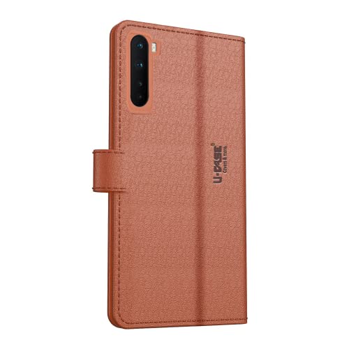 Image of U-Case Compatible with OnePlus Nord Flip Cover | Leather Finish | Inside Pockets & Inbuilt Stand | Shockproof Wallet Style Magnetic Closure Back Cover Case
