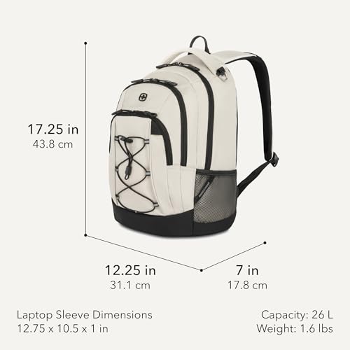 Image of SWISSGEAR Bungee Core Laptop Backpack, Fits Most 13-Inch Laptops, Airflow Back Panel, Reflective Accents, and Bungee Cord System, Black, 26L, 17.25-Inch