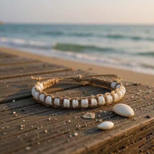 Image of BlueRica Hemp Anklet with Puka Shell Beads