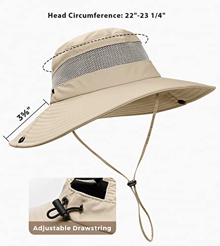 Sun Hat With Ponytail Hole For Women,Sun Uv Protection Upf50+ Waterproof Beach Bucket Safari Hiking Hat For Women Khaki #TOP5