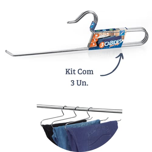 Conjunto 3 Cabides Calça Cromado Arthi 1002