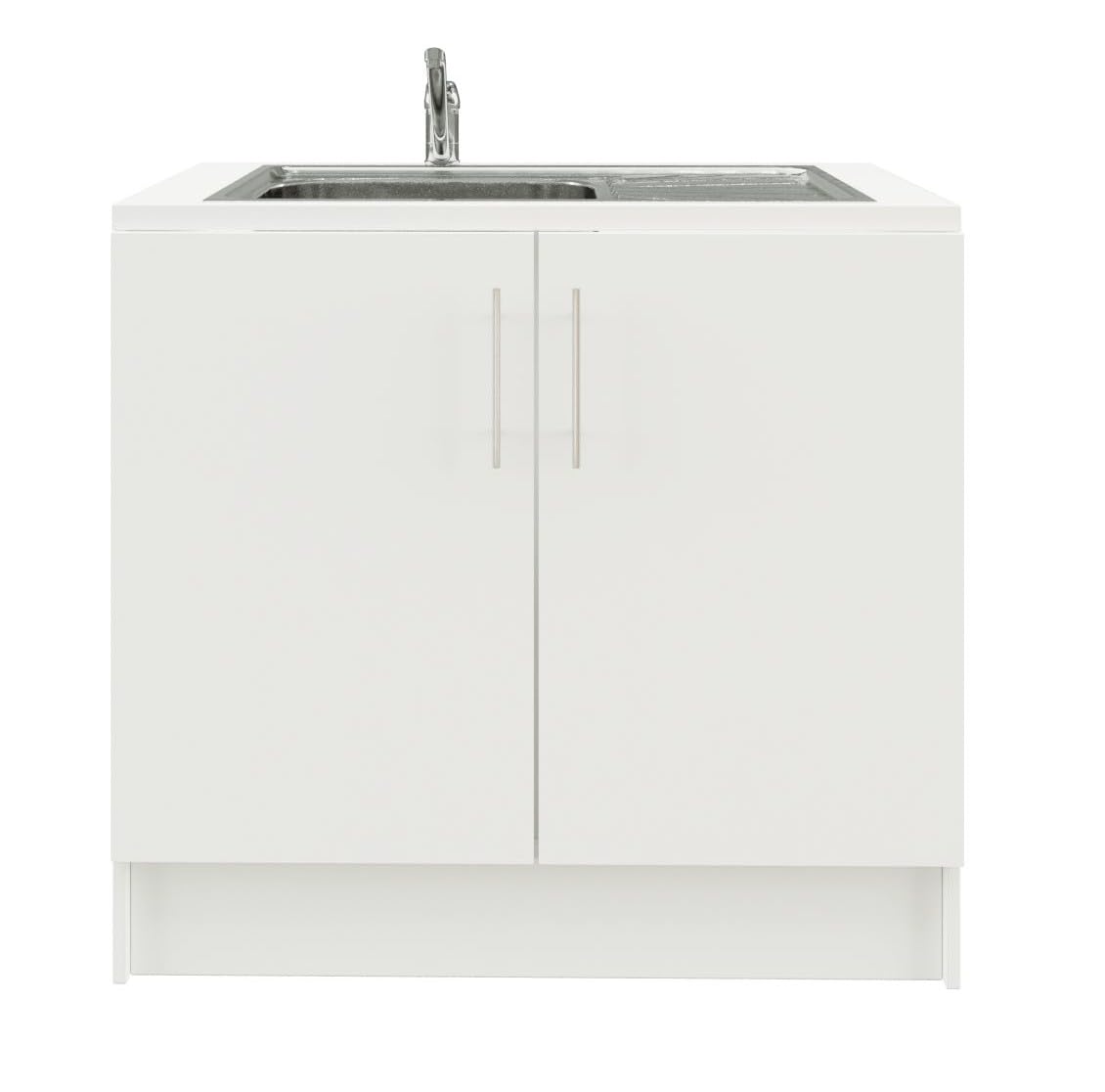 Jd Greta White Matt 1000Mm Utility Room Sink Unit With Tap, Kitchen Base Cabinet