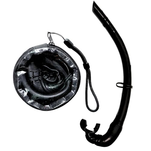 Pro Shot Tidal Roll-up Snorkel for Freediving, Scuba Diving, and Snorkeling Black (Black)