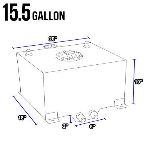 Dnamotoring Alu-Ft-T5 Aluminum 15.5-Gallon Fuel Cell Gas Tank #TOP6