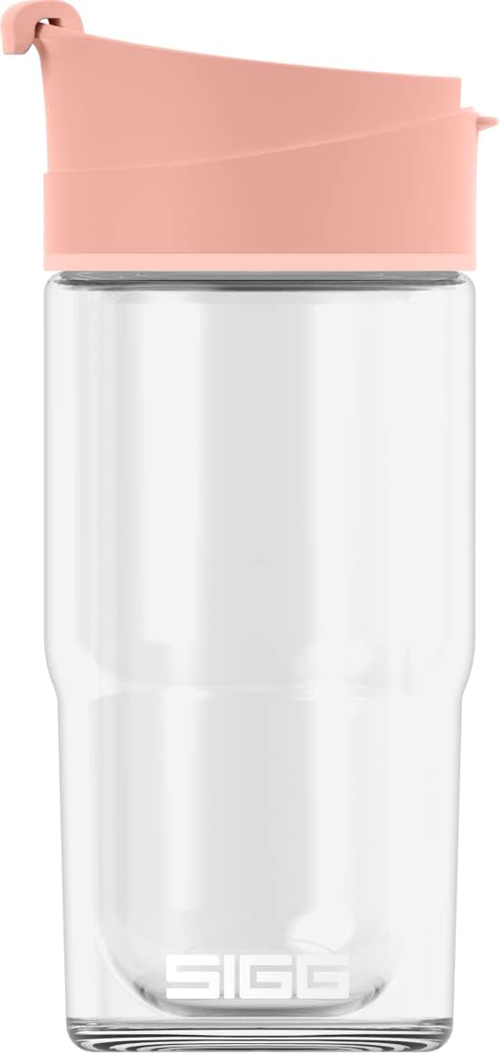 Sigg - Insulated Coffee Cup - Travel Mug Nova - Dishwasher Safe - BPA Free - Broscilate Glass - Flip Top - Shy Pink - 13 Oz
