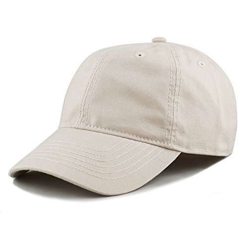 The Hat Depot 100% Cotton Canvas 6-Panel Low-Profile Adjustable Dad Baseball Cap (Putty)