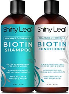 Biotin Hair Growth Shampoo And Conditioner For Women And Men With DHT Blockers, Shampoo and Conditioner For Thinning Hair and Hair Loss, Paraben Free, Sulfate Free, 16 oz. (473 ml) Bottles