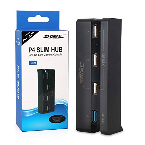 Hub USB 4 em 1 super de alta velocidade adequado para Sony PlayStation 4 Slim PS4 Slim Console Preto