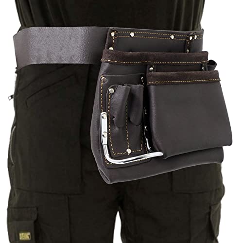 Spares2go Oil Tanned Leather Reinforced Multi Pocket Nails Pouch & DIY Tool Belt 5 Spares2go Oil Tanned Leather Reinforced Multi Pocket Nails Pouch & DIY Tool Belt - Image 5