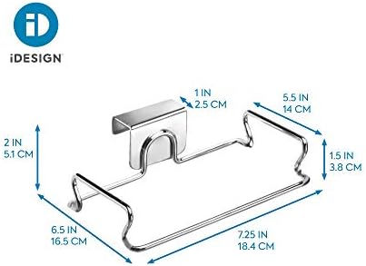 iDesign Trash Bag Holder, Over Door hanging Bin, Ideal for Kitchen, Made of Durable Metal, Silver