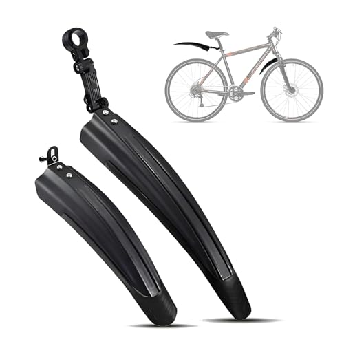 VAEVEN Guardabarros de Bicicleta para Koga Kimera Premium, Ajustable Guardabarros Bicicleta Delantero y Trasero 20-26 Pulgadas, Espesar Guardabarros Portátiles para Bicicletas,A Black