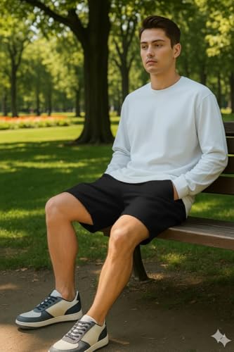 Image of INKKR Men's Premium Polyester Casual Ribbed Shorts ||Loose Fit with 2 Pocket Shorts