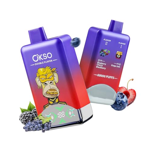 �y�f���A���t���[�o�[�zOKSO 60000��z�� �g���̂ēd�q�^�o�R 2 in 1 Double Flavor 60000���e�� �m���j�R�`�� (Grape Jam + Blueberry Cherry Blackberry)