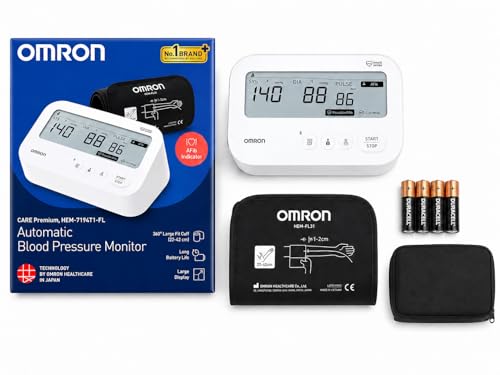 Image of Omron HEM-7194T1-FL Upper Arm Automatic Blood Pressure Monitor with AFib Detection, IntelliWrap 360 Accuracy Cuff, Large Display, without AC Adapter