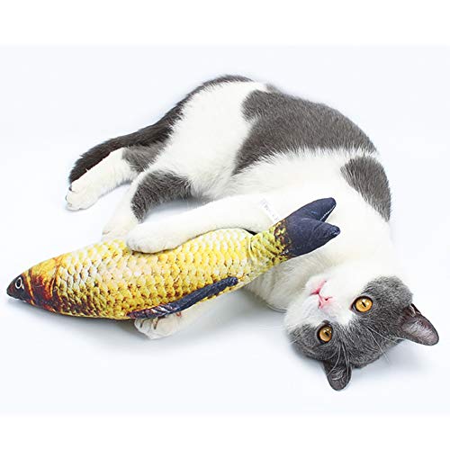 PeSandy Flopping Fish Cat Toy, 11'' Moving Cat Kicker Fish Toy with Sensor for Cat/ Kitten Biting, Chewing and Kicking -Interactive Realistic Plush Simulation Doll Fish with Catnip Bag, USB Recharging - Thumbnail 7