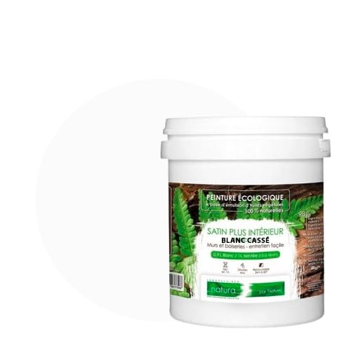 BOX DECO COULEURS Pintura de pared natural ecológica con aspecto satinado interior Natura - 1 L, color blanco roto