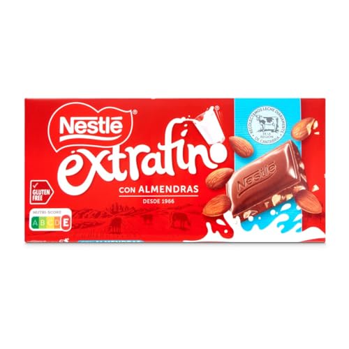 Nestle Extrafino Tableta de Chocolate con Leche y Almendras 123 g, sin Gluten
