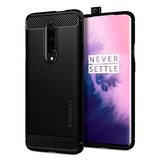 Spigen K09CS26390 robust arm kompatibel med Oneplus 7 Pro fodral robust TPU silikon svart skyddande fodral snygg koldesign mobiltelefonfodral matta svart