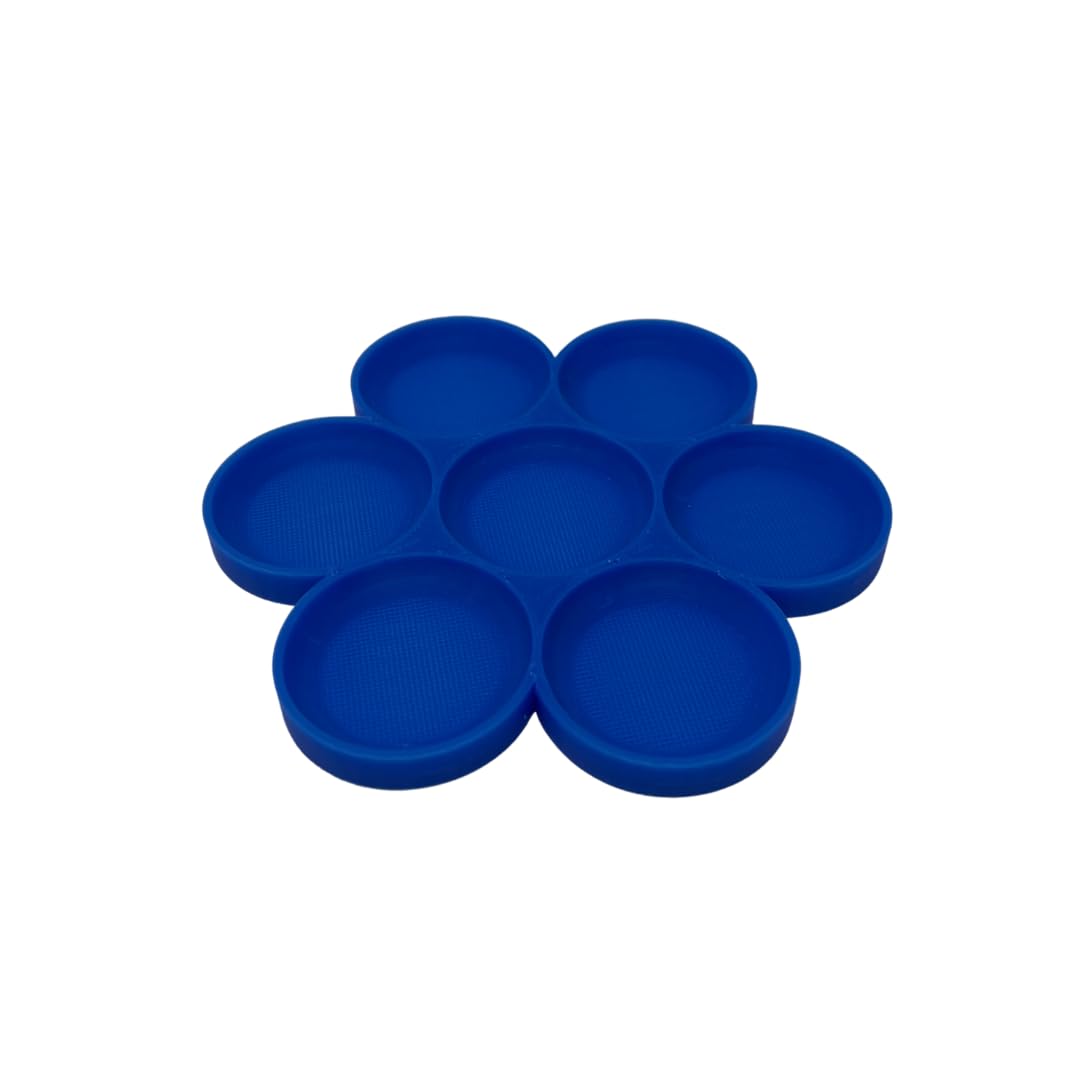 Hermit Crab Feeder Dish | 7 Tray Dish for Crab or Snail Feeding | Mix & Match Crab Food | Made in USA (Blue, Circle)