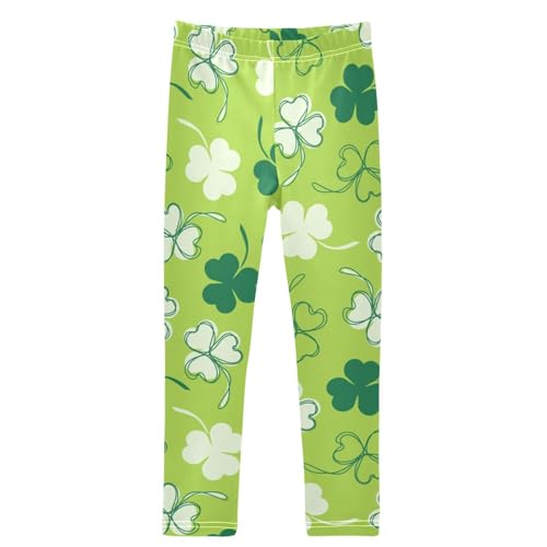 Girls' Leggings St Patricks Day Symbol Luck Clover Ankle Length Printed Leggings Comfort Pants for Kids 4-10 Years