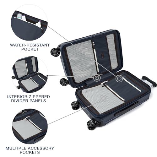 Image of Travelpro Platinum Elite Hardside Expandable Carry on Luggage, 8 Wheel Spinner, TSA Lock, Hard Shell Polycarbonate Suitcase, True Navy Blue, Compact Carry on 20-Inch