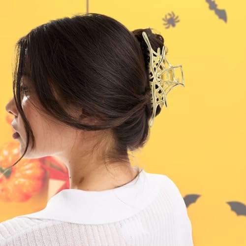 3 Piezas Pinzas de Garra Halloween para Mujer, Pinzas de Pelo Góticas con Diseño de Araña de Metal con Mandíbulas Grandes para Cabello Grueso miniatura 3