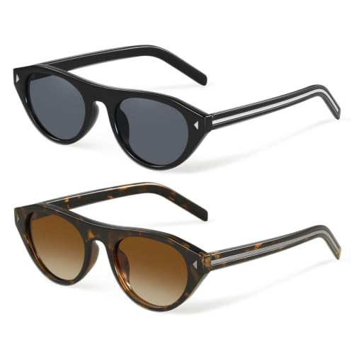 2-Pack YDAOWKN Men's or Women's Retro Small Oval Sunglasses (Various) - image 1