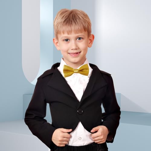 Classic Adjustable Neck Bow Tie - Solid Color Satin Bow Tie for Boy Wedding Party Dress Up4