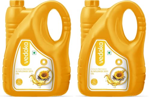 Image of Amazon Brand - Vedaka Cold Pressed Sunflower Oil 5L | Suitable For Cooking & Frying | Contains Mufa & Omega - 6 Pufa | Contains Natural Antioxidants And For All Types Of Cuisines (Pack of 2)