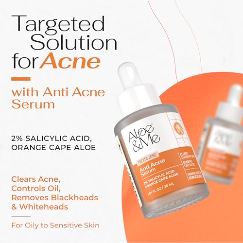 Image of Aloe&ME 4 Step Anti Acne Kit | Facewash, De-Tan Matte Sunscreen Gel, Moisturizer, Serum | for All Skin Types | Men and Women