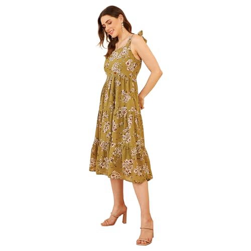 Image of Carlton London Women's Chiffon Fit and Flare Midi Dress