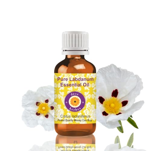 dève herbes Labdanum Essential Oil (Cistus ladaniferus) Pure | Viscous Texture | Rich Aroma | Unisex | All Skin Types | for External Use Only | Natural Extract | Steam Distilled 10ml (0.33 oz)