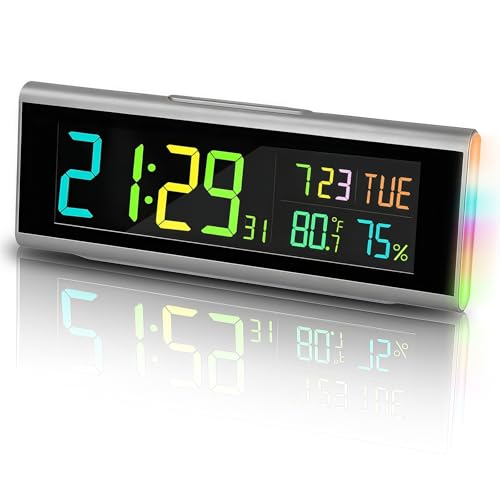 Kixolo Digitaler Wecker,Lauter Wecker für Tiefschläfer Mit Buntem Display, Doppelalarm, 5 Helligkeitsdimmer, Nachttisch-Wecker für Kinder, Jugendliche,Ältere und Schwerschläfer,12/24HR