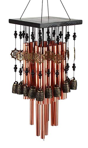 QMJHL Tube en Aluminium métal Bois Solide, Carillon Multi-Tube, Cloche en cuivre Rouge Bronze, Riche et Riche en Sons, Ornements de Balcon extérieur pour la Maison Cover