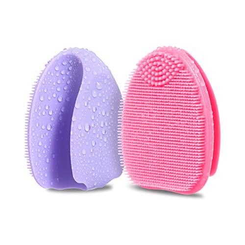 Image of Silicone Facial Cleansing Brush Exfoliating Massager, Blackhead Removal, Pore Cleansing, Ideal for Women Men All Skin Types, Skin Care, 2 Pieces (Pink+Purple)