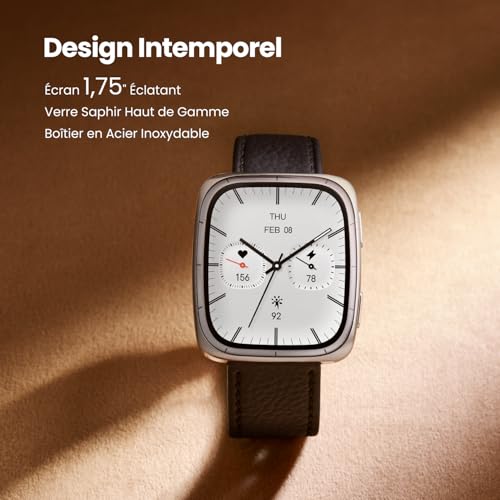 Amazfit Active 2 Premium Square Montre Connectée Homme Femme, 43mm, NFC, GPS, Cartes, Écran AMOLED 1,75", Autonomie 10 Jours, 160+ Sports, Étanche, Suivi Cardio & Sommeil, pour Android & iPhone