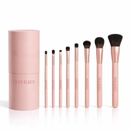 Image of Swiss Beauty Take Me Anywhere 8-in-1 Makeup Brush Set | Compact Travel-Friendly Brush Kit | Soft Synthetic Bristles | Multi-Functional | Durable & Lightweight | Flawless Application | PETA Certified | 8Pcs