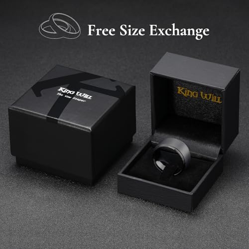 Image of King Will Classic Tungsten Wedding Band for Men, 6 /7 /8 /9 /10mm Widths, Polished Finish Step Edge Matte Rings Comfort Fit