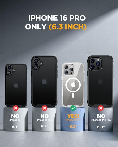 Miracase Magnetic for iPhone 16 Pro Case Full-Body Phone with Built-in Glass Screen Protector, [Compatible with MagSafe] Military Drop Proof 16 Pro Cover Bumper 6.3 inch, Clear