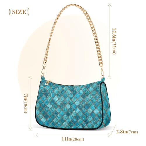 Bolsos bandolera para mujer, color turquesa, estilo hobo y tote, pequeño clutch con cierre de cremallera miniatura 5