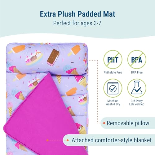 Image of Wildkin Kids Original Nap Mat - Cozy Kids Sleep Mat with Pillow, ideal for School & Travel