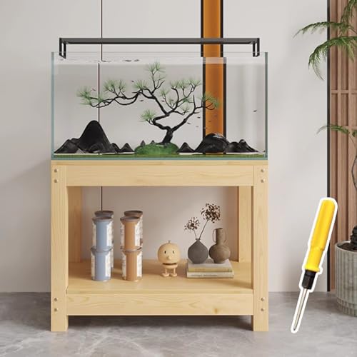 Stojak do akwarium z litego drewna z akcesoriami, wytrzymała półka terrarium do użytku domowego i biurowego