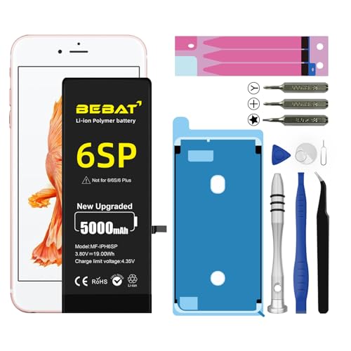 BEBAT Replacement for iPhone 6s Plus Battery 5000mAh High Capacity Li-ion Polymer Replacement Battery for Model A1634 A1687 A1699 with Professional Repair Tool Kits