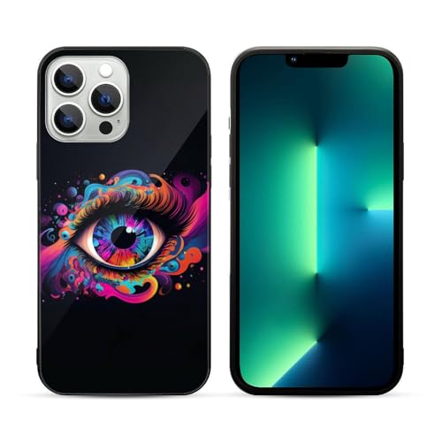 TIANML for iPhone 13 Pro Max Case, Glass Back with TPU Frame, Eyes Print, Slim Fit, Case for iPhone 13 Pro Max, Military-Grade Protection, Precise Cutouts, Compatible with All Screen Protectors