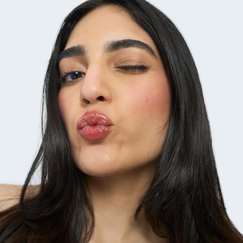 Image of FAE Beauty Peptide Hydrating & High Shine Tinted Lip Gloss (12gm) | With Passionfruit Oil & Argireline to Smoothen, Even, and Soften Lips | Non Sticky | Vegan | Shade Living | Rosewood Gloss