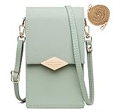 HAIWILL Handy Umhängetasche Leder Handytasche Kleine Crossbody Geldbörse Mini Handytasche zum Umhängen Handy Tasche für iPhone 12/11/XR/Xs, Samsung Galaxy S10/S9/S8, Handy bis zu 6.5'' (2021 Grün)